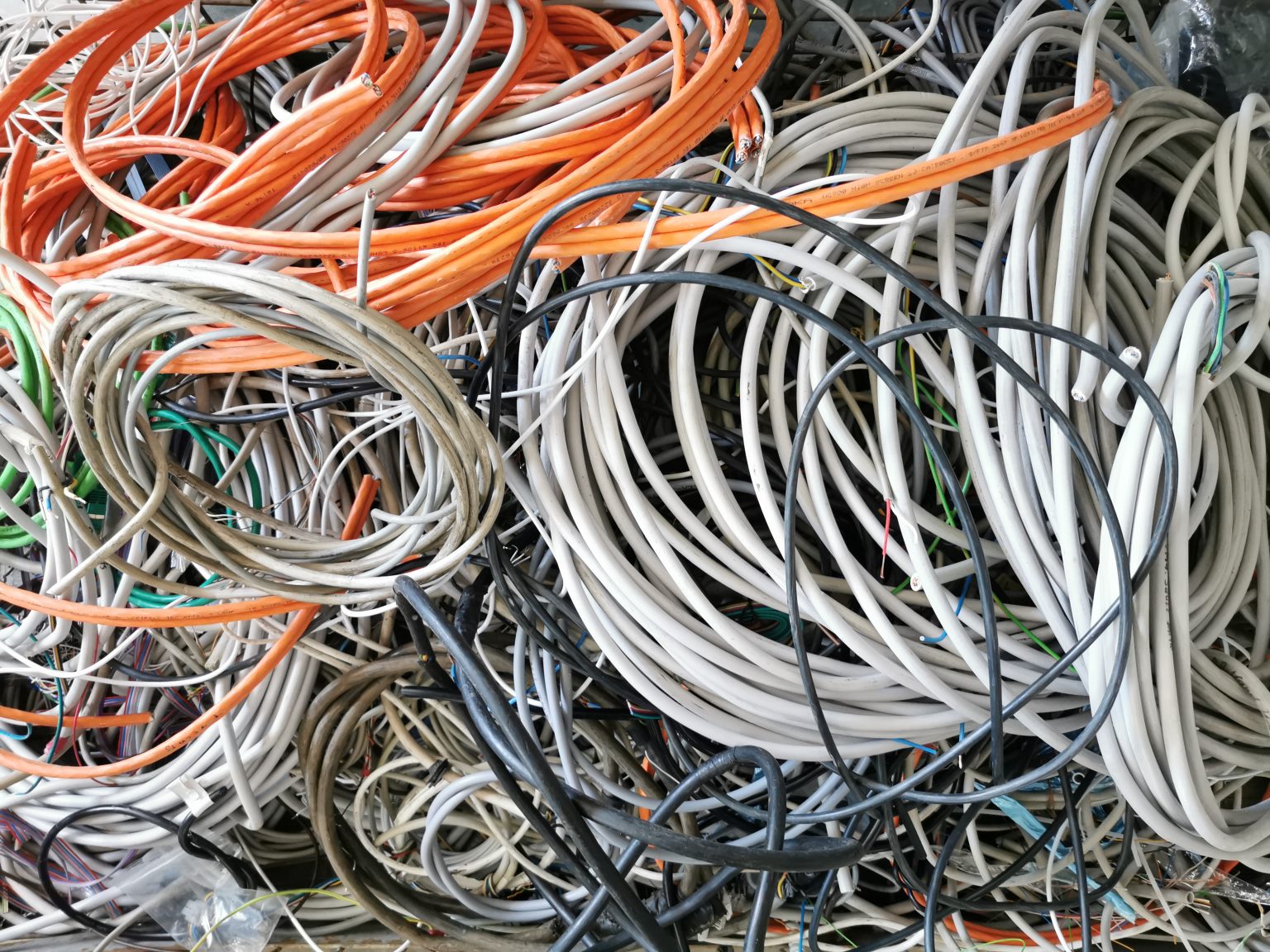 Cable,Scrap,Collected,In,A,Box,For,Melting,Down,And